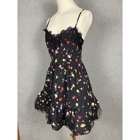 Steve Madden Women's Yasmina V-Neck Trim Mini Dress XS Black Multicolor NWT's. - Picture 4 of 8